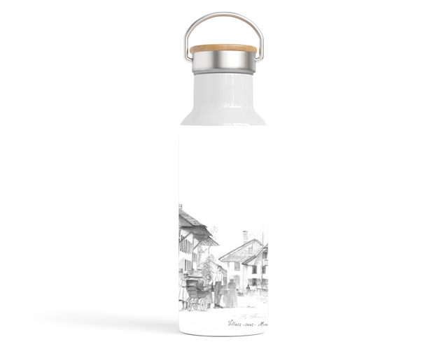 Bouteille isotherme en inox avec couvercle en bambou GCI