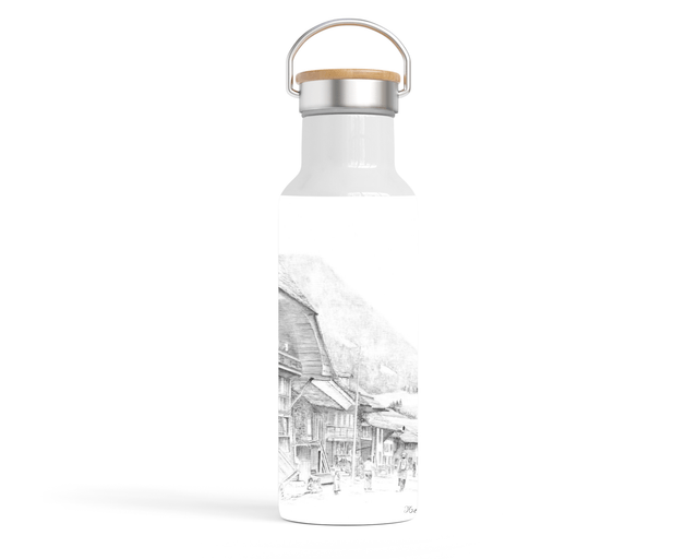 Bouteille isotherme en inox avec couvercle en bambou GCI