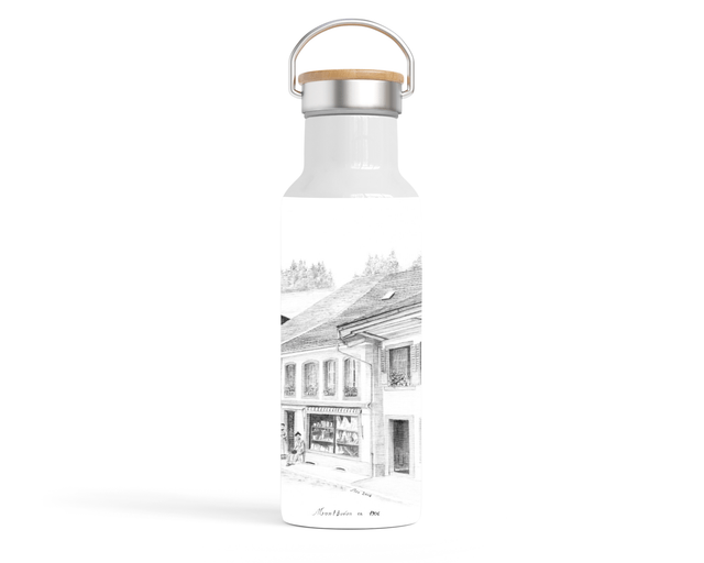 Bouteille isotherme en inox avec couvercle en bambou GCI