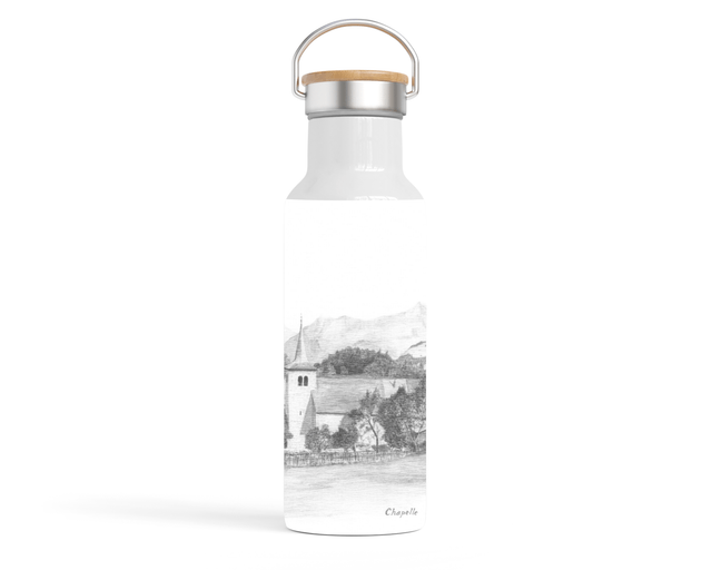 Bouteille isotherme en inox avec couvercle en bambou GCI