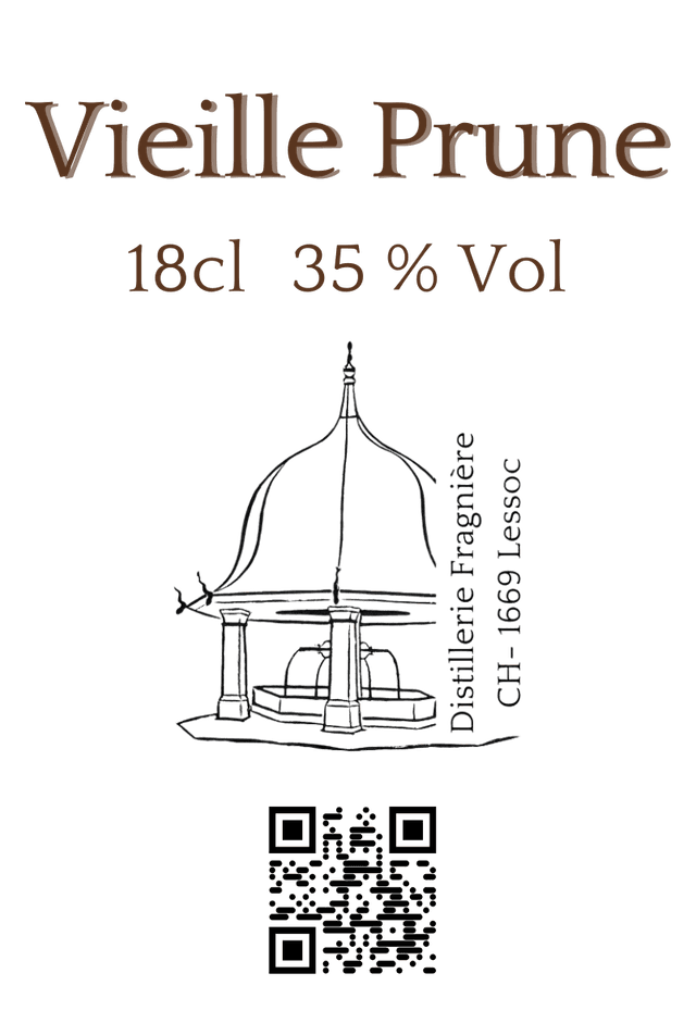 Vieille Prune 18 cl 35% vol. En flasque